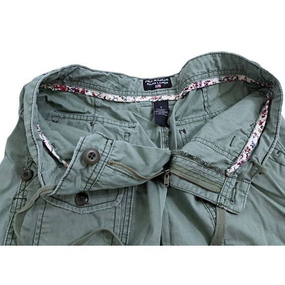 Y2K Polo Jean Co Ralph Lauren Women's Green Cargo Army Hiking Shorts Size 6 - Picture 2 of 7